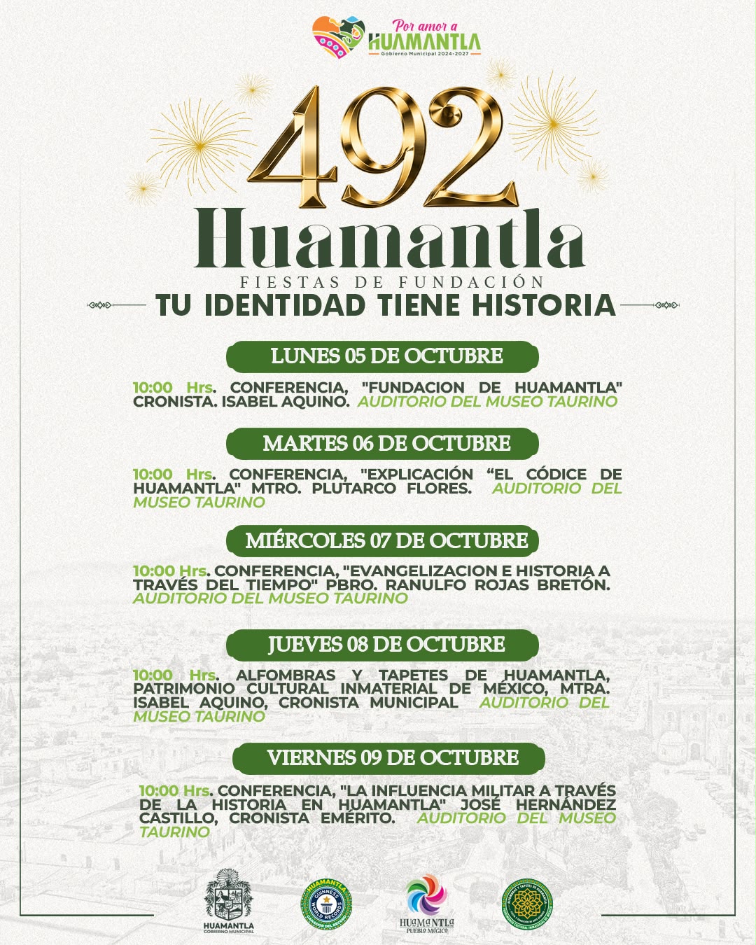 HUAMANTLA CONMEMORA 492 AÑOS DE HISTORIA CON UNA SEMANA DEDICADA A SUS RAÍCES E IDENTIDAD